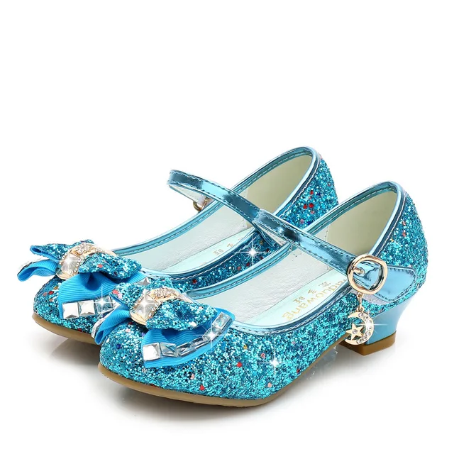 Hot selling sequins girl princess party shoes dress high heels girl crystal shoes - Image 5