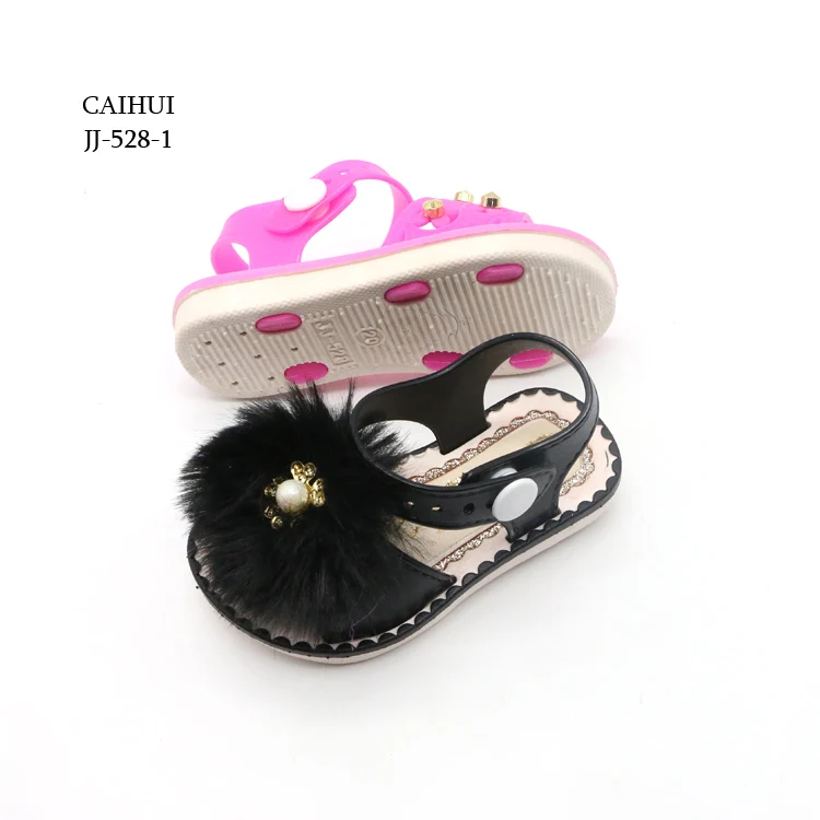 Детские летние милые меховые сандалии для девочек, красивые Самые продаваемые детские Тапочки