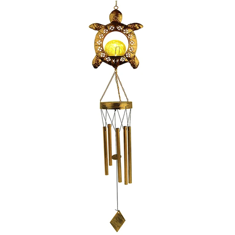 moon crackle glass ball solar sympathy brass wind chimes Turtle