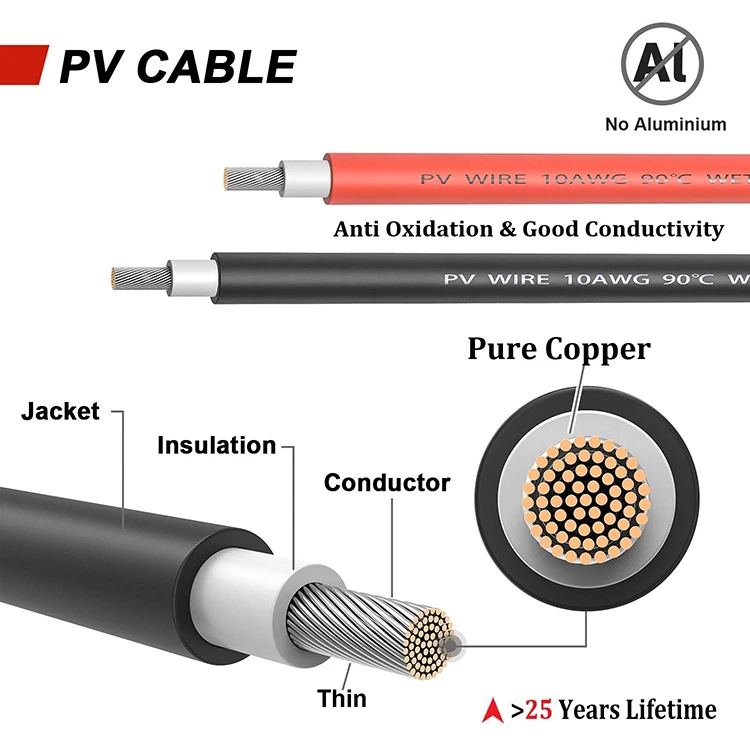 Connecteur de Terminal de batterie de panneau solaire PV, câble d'extension d'énergie cc, câble solaire 6 mm2 4 mm2