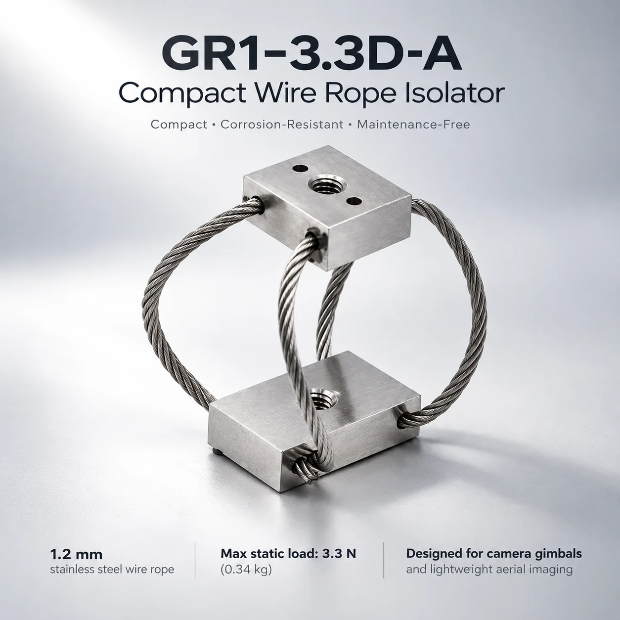 Professional Compact Wire Rope Isolator Vibration Shock Control for RC Car Accessories UAV Camera Helicopter GR1-3.3D-A