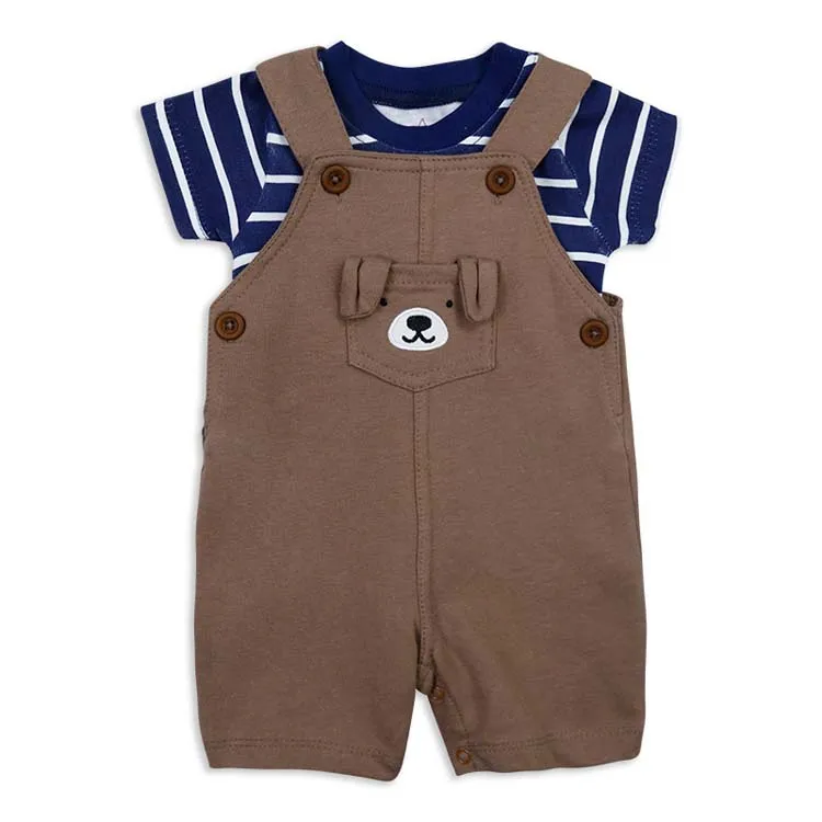 Summer Fashion Cotton Fabric Baby Clothes Set Boys And Girls Overalls
