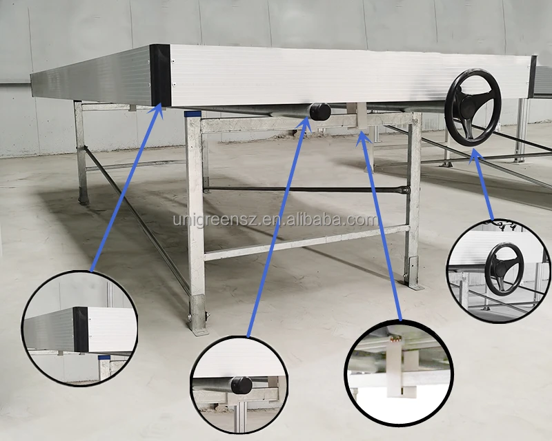 Flood Rolling Bench 4ft 5ft Greenhouse Planting Equipment Aluminium Ebb ...
