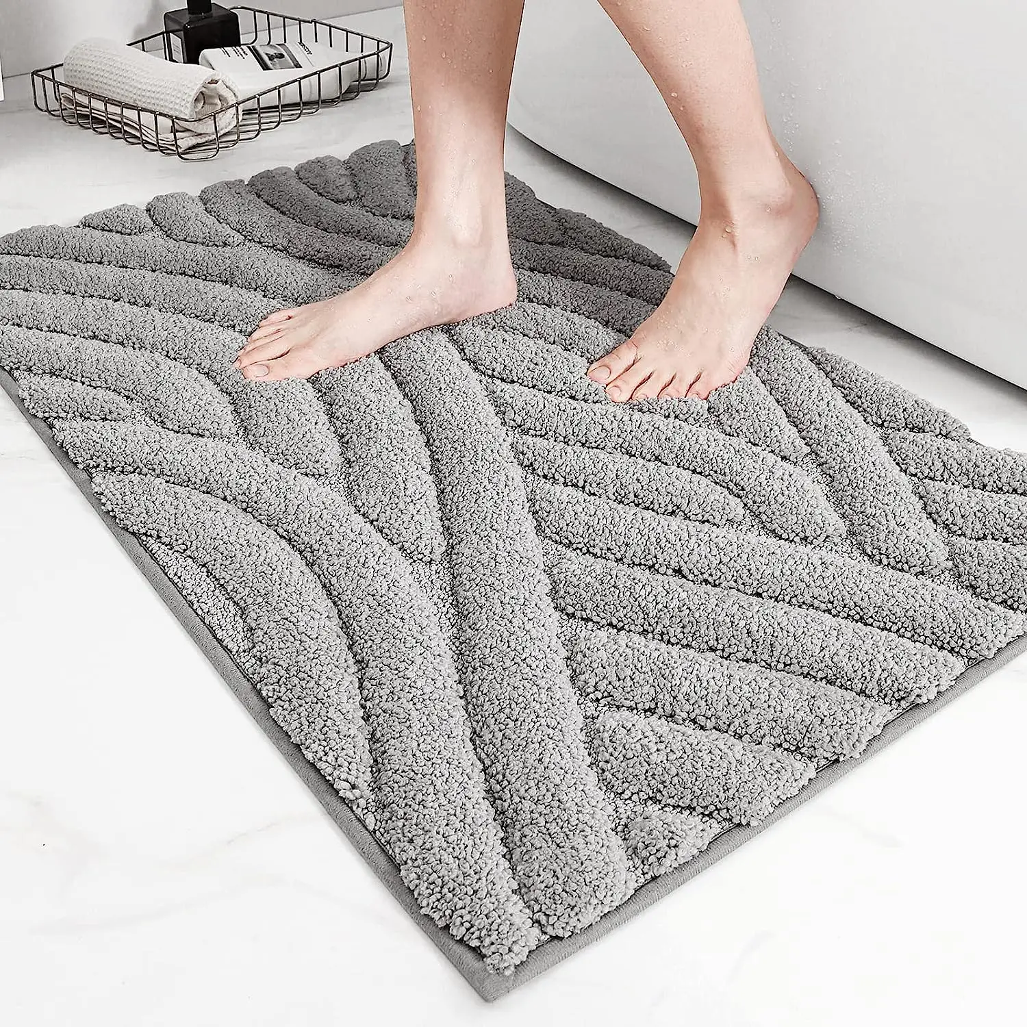 New Cotton Style Design Machine Washable Bathroom Mats Rugs Absorbent