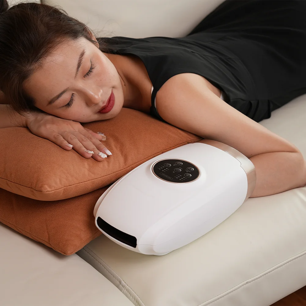 product portable wireless rechargeable electric hand massager hot compress finger palm massage with air pressure compression airbags-2