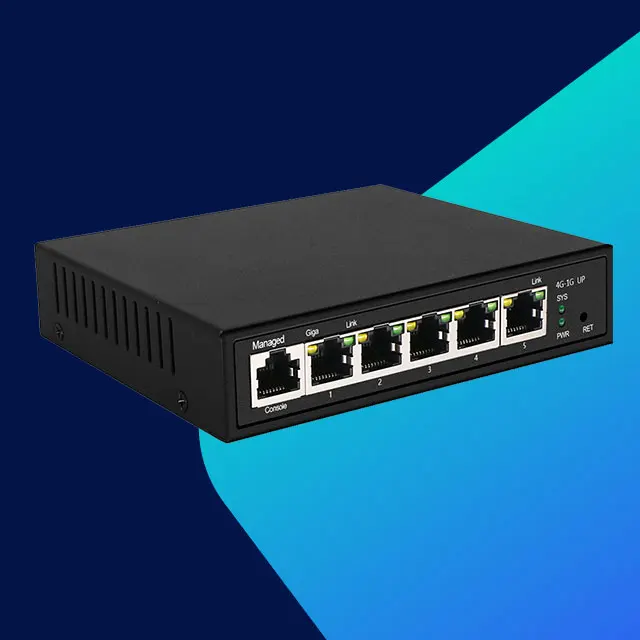 Web Smart Desktop VLAN QoS 5-Port Gigabit Layer 2 Managed Switch for Office SOHO Hotel