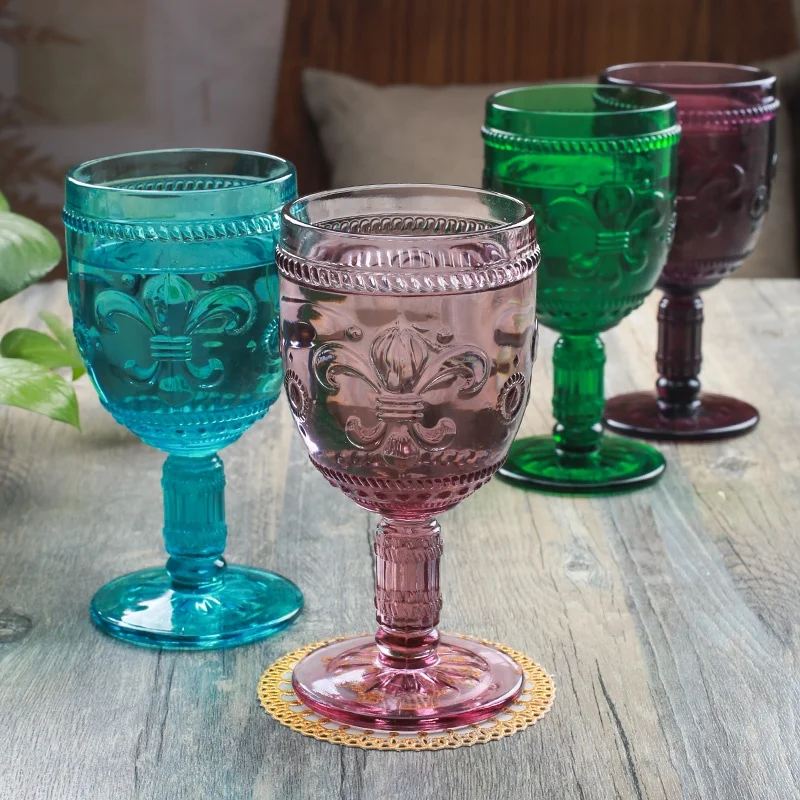vintage glass chalice set Vintage set of 4 mis matched glass chalices vintage barware vintage glassware