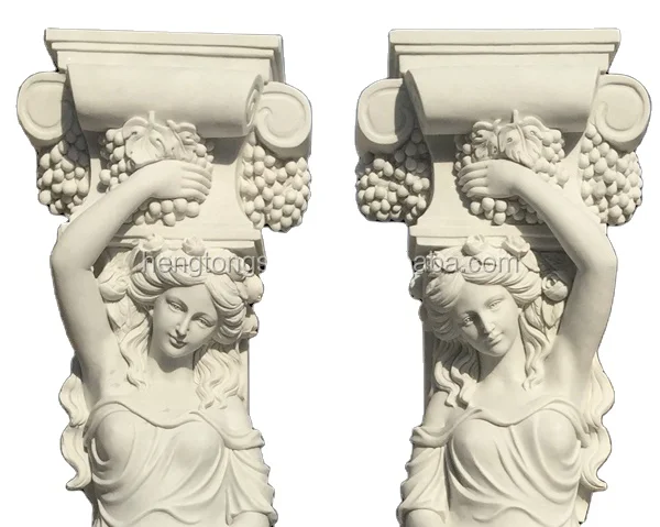 Western Style Ornamental White Marble Statue Pillar