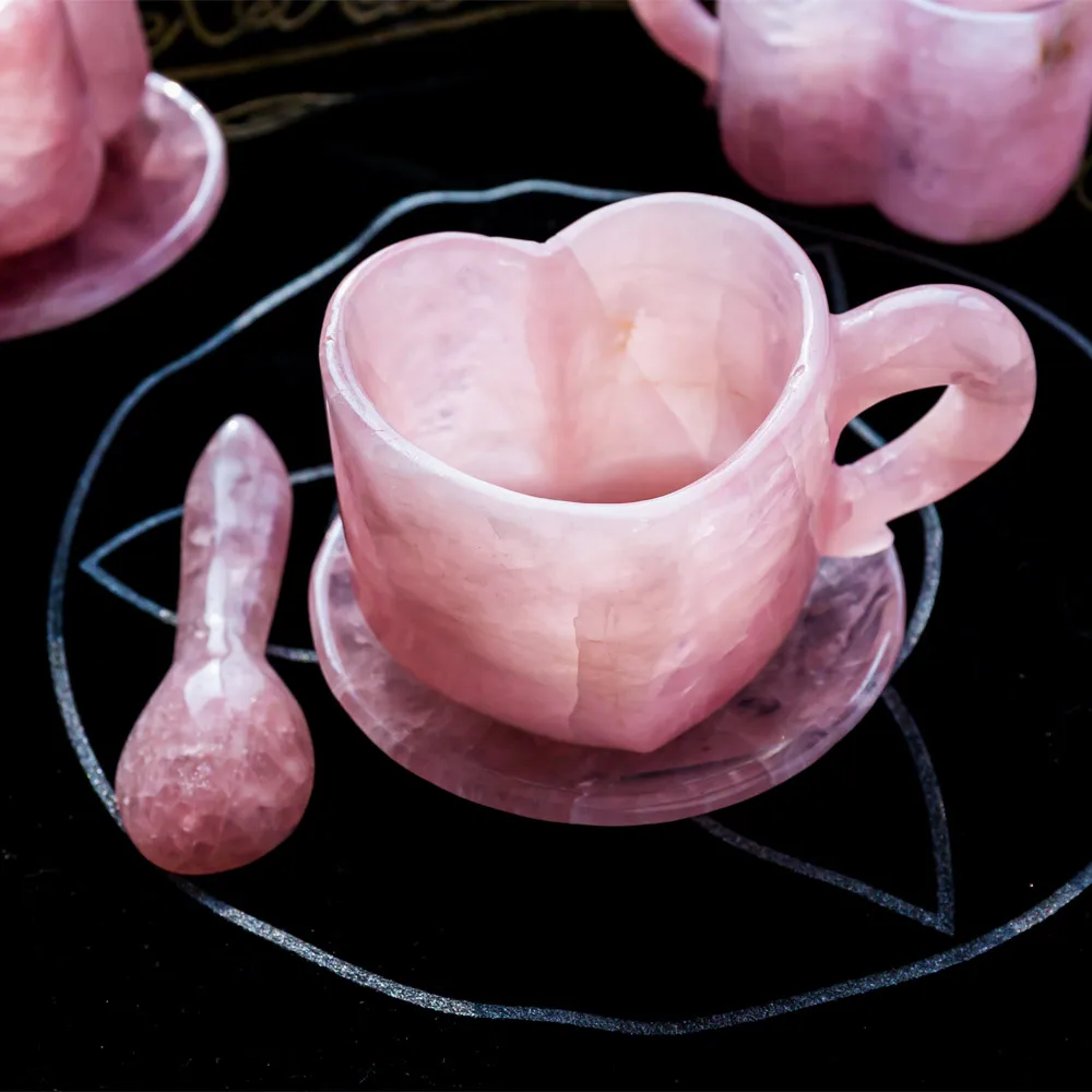 Rose Quartz Crystal Heart Cup Coffee Mug