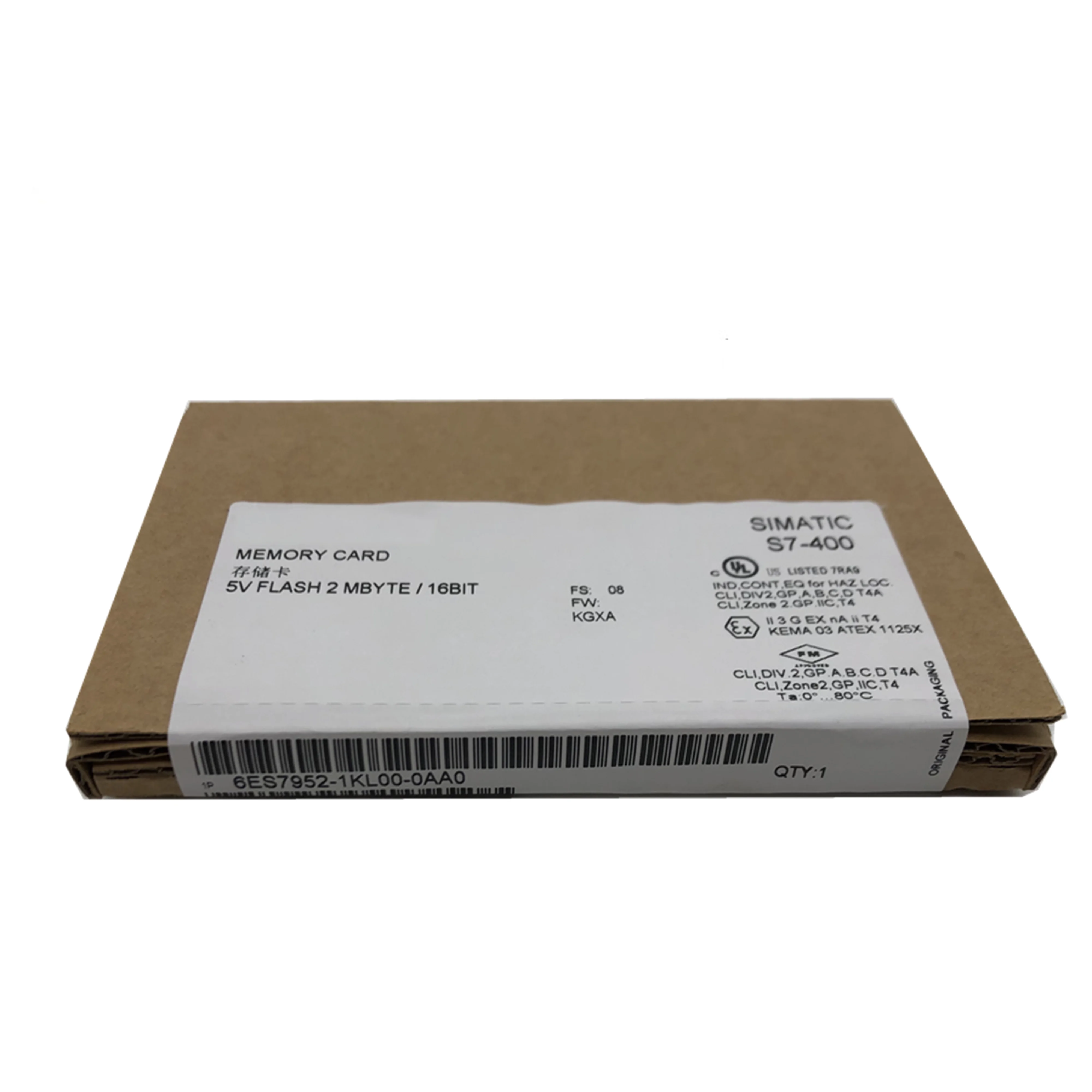 New Original 6ES7 952-1KL00-0AA0 6ES7952-1KL00-0AA0 memory card for Siemens SIMATIC S7‑300 / C7 / ET200 PLC series. 64 KB capacity, used to store user programs, configuration data,