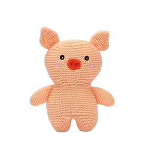 Custom Various Crochet Pig Animal Plush Toy Stuffed Knitted Crochet Baby Toy Crochet Knitted Comfort Toy
