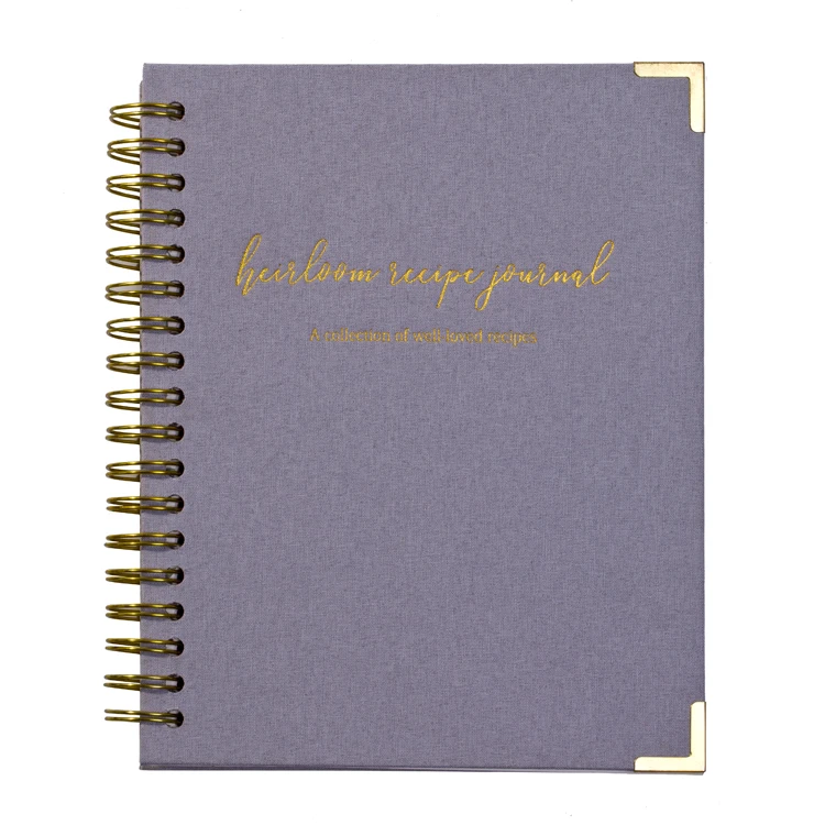 2023 New Product Custom Printing Hardcover Linen Fabric Cover Big  Spiral Journal  My Recipe Book