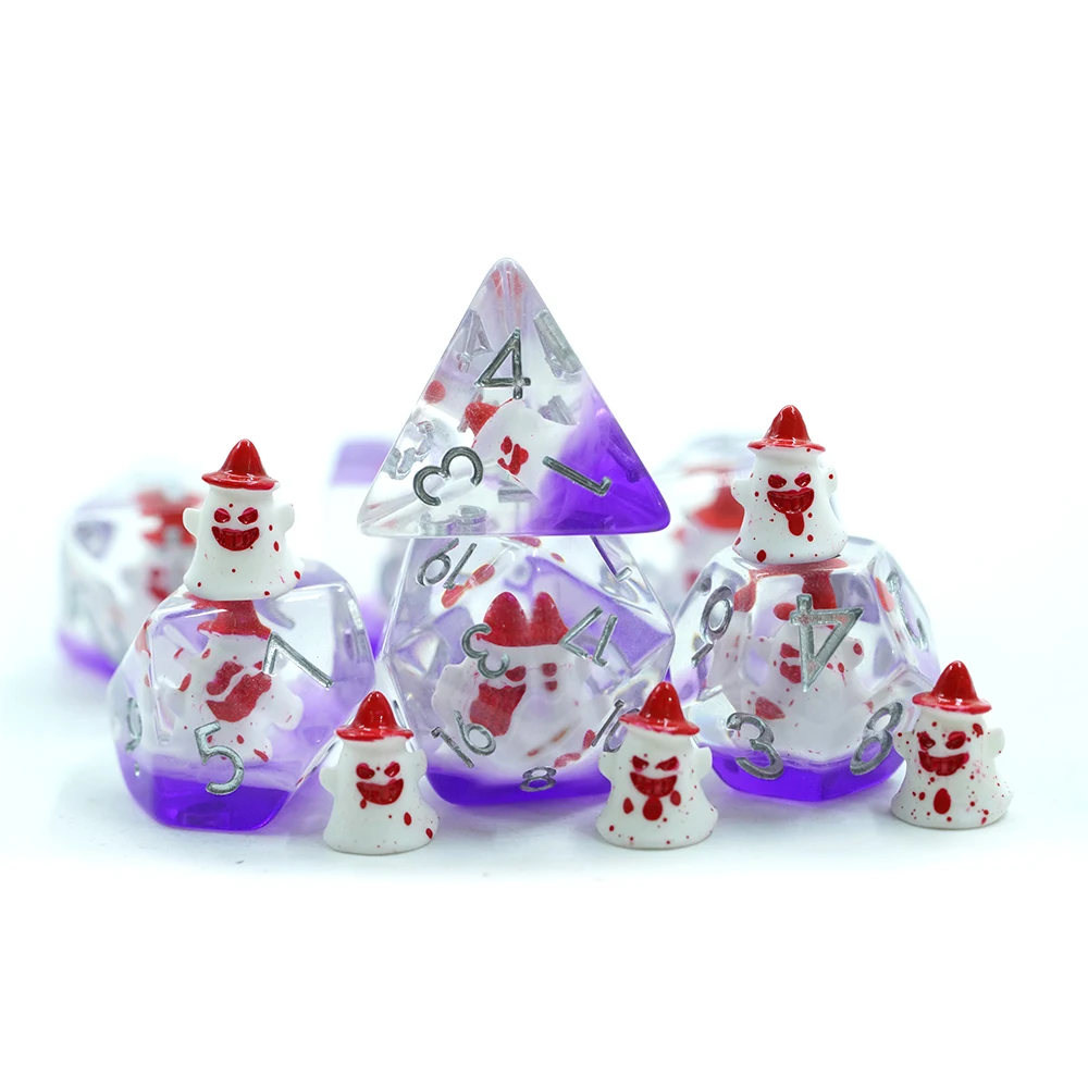 Díreach Déanta 7-Piece Résin Polyhedral Dice Set 16mm Bogg Corr Leathadh Airgeadail do Bhord Cluichí