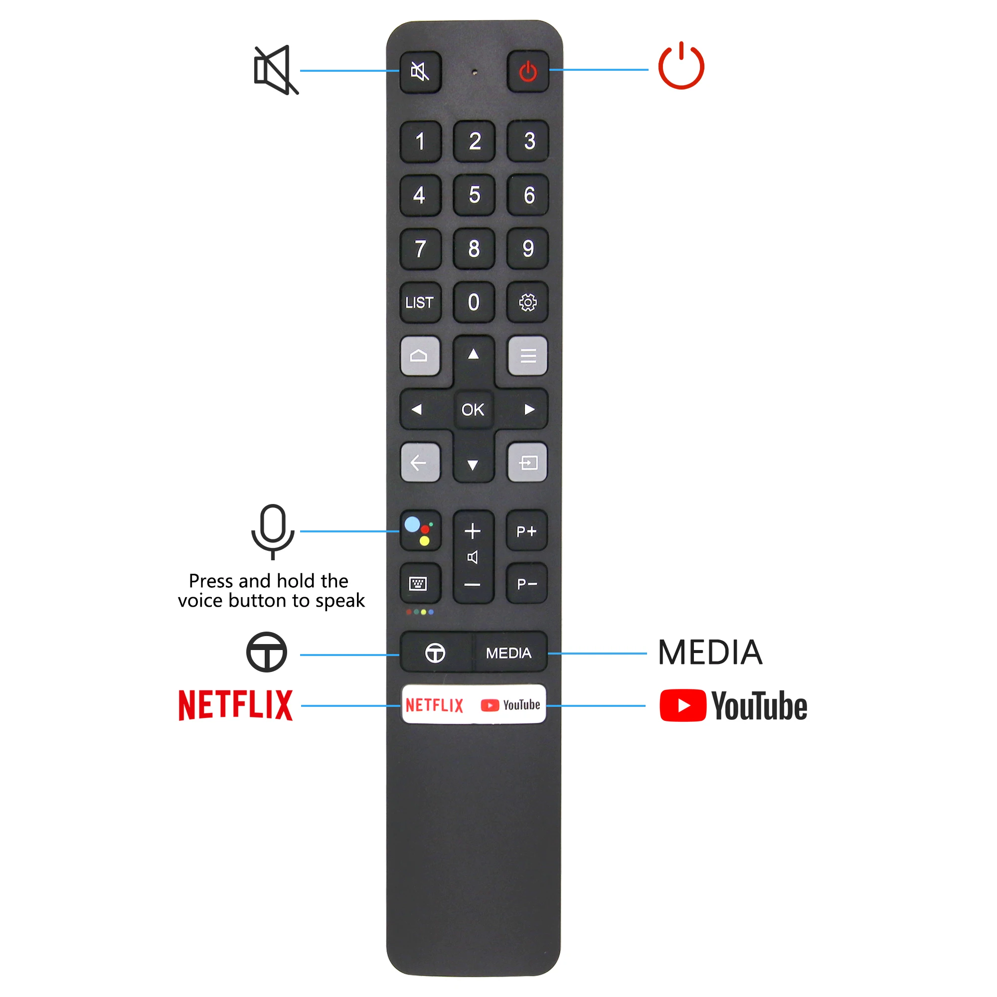 Rc901v Fmr1 Replaced Voice Remote Control Fit For Tcl Android Smart Tv ...