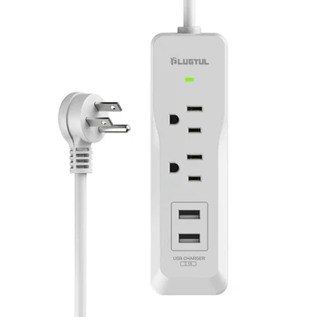 2 Outlets Travel Charger With USB Ports 2 Type A USB Extension Socket 15A 125 Voltage Power Strip