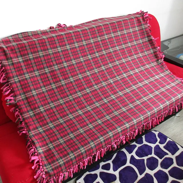 Polar Fleece Blanket with 4-sided fringe, no-sew DIY