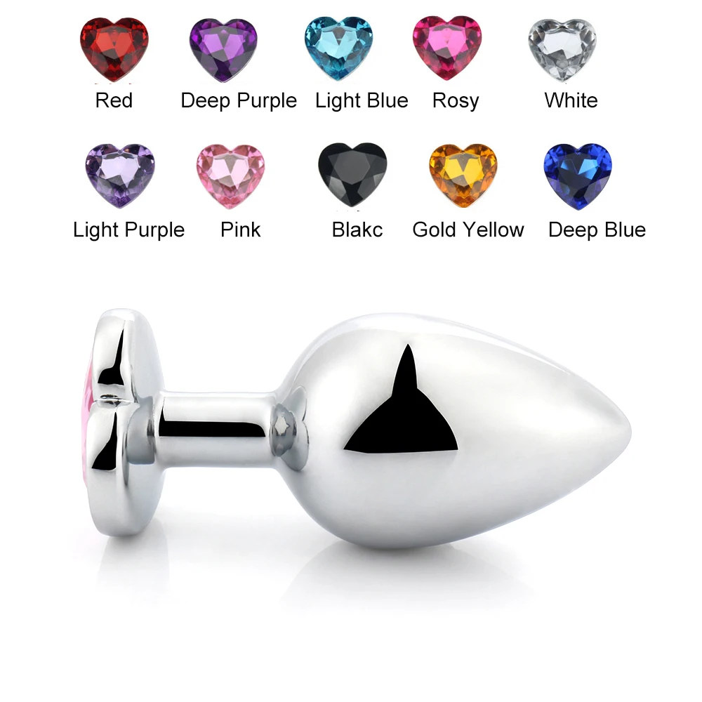 Jewel Color Aluminum Alloy Anal Plug Heart Base Sex Toys for Women and Men  Adult Butt Plug by Type