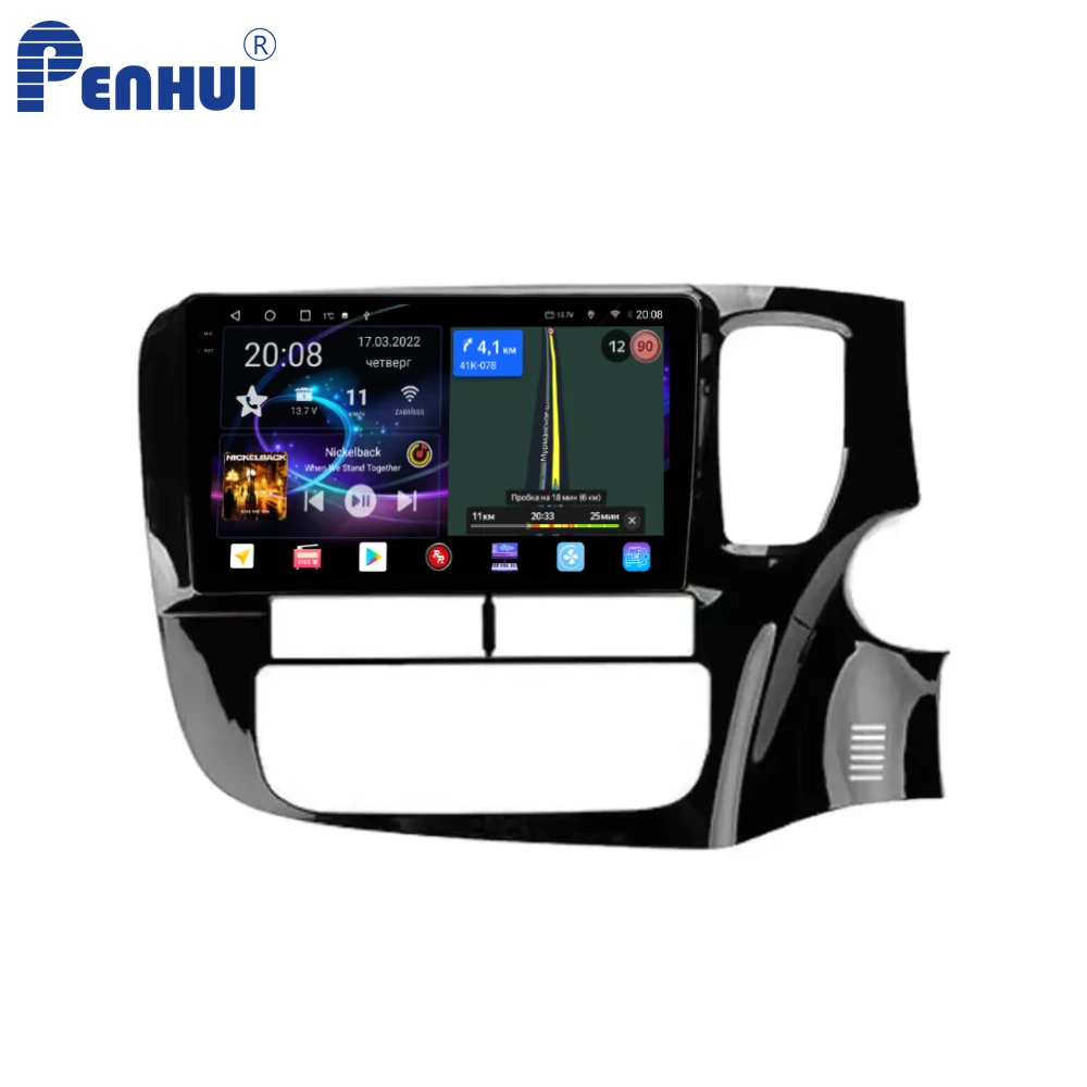 Penhui Android Car DVD  Player for Mitsubishi Outlander 3 GF0W GG0W 2012 - 2018 Right Hand Driver Radio GPS Navigation Audio Vid