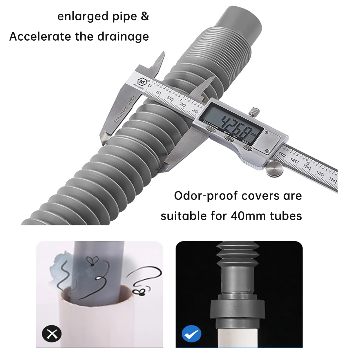product cheap bathroom drain pipe is made of flexible material and corrugated stretch design for repellent to insects and odor-2