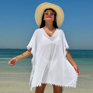 Custom Women One Piece Swimsuit Cover-Up Elastic Waist V-Neck Solid Spandex/Polyester Knitted Breathable Luxury Designer Bathing