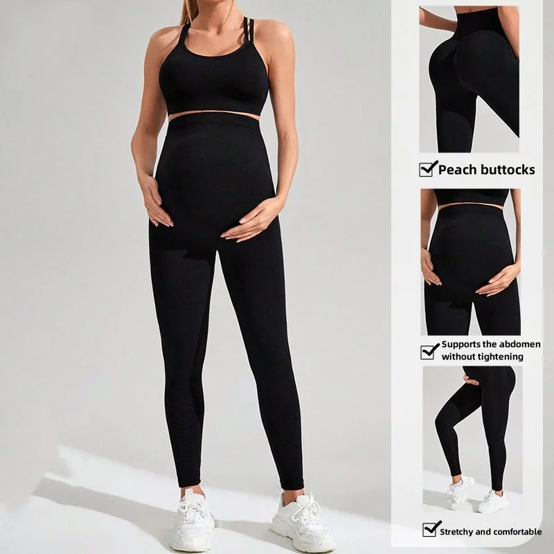 product 2024 customized logo womens crimping running maternity yoga wear seamless 2 piece yoga leggings gym workout wear-57