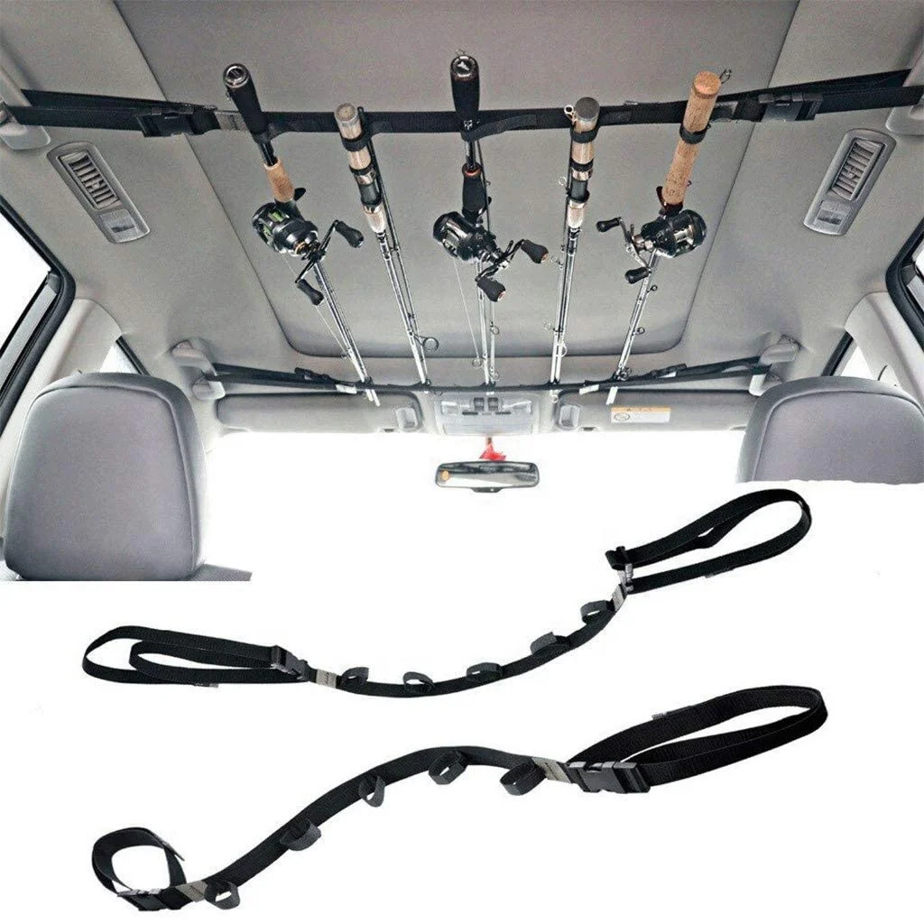 car rod fishing pole rack belt strap carrier veh