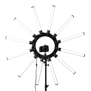 USA FREE SHIPPING FOSOTO FT-SL12 180W 12 Tubes 672 Leds SMD CRI 97 SuperStar Radial LED Ring Light Kit for Makeup detail image