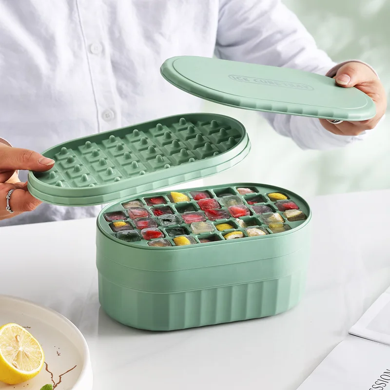 New Products Ice Cube Tray With Lid And Bin Square Ice Cube Mold With