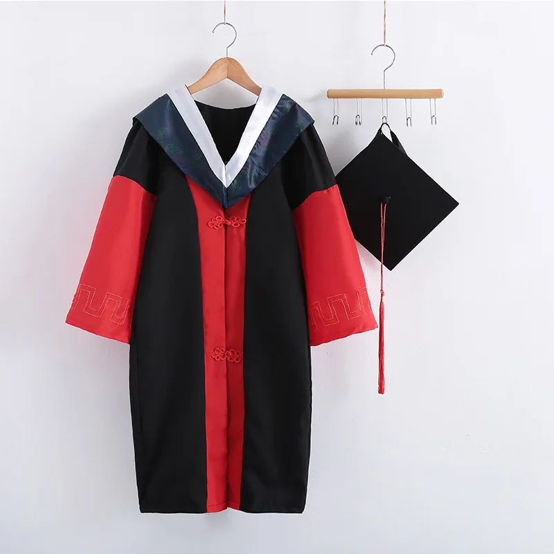 Wholesale Custom Color Matte Gown High School Uniforms University Ceremony Classic Doctoral Graduation Gown and Cap Tassel