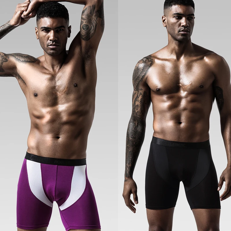 PLUS SIZE Ice Mesh Boxer Briefs for Men Sport Running Plus Long Anti-wear Leg Modal Boxers Long Legs