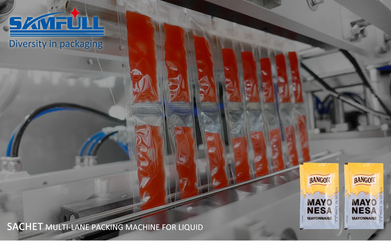 Vertical 4 Sides Seal Bag Ketchup Ice Candy Ice Lolly Filling Machine Multilane Liquid Sachet