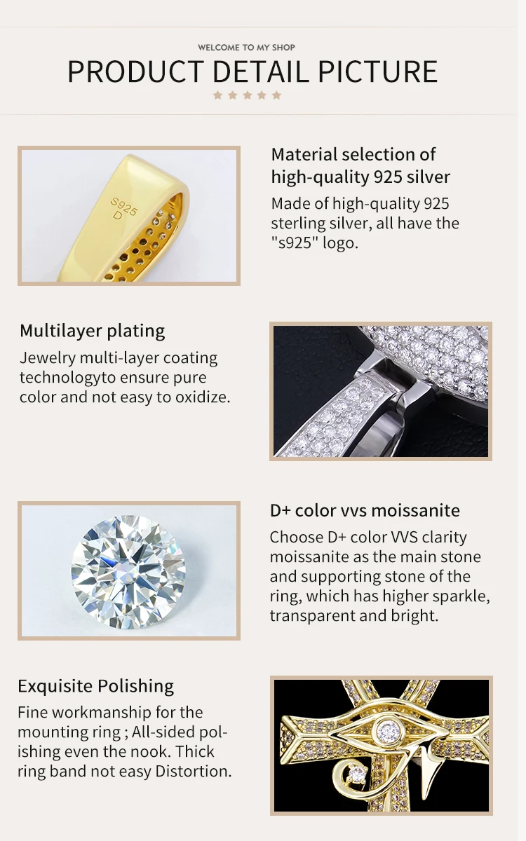 High quality hip hop men jewelry custom 925 silver jesus cross ice out chain necklace vvs mossanite moissanite diamond pendant