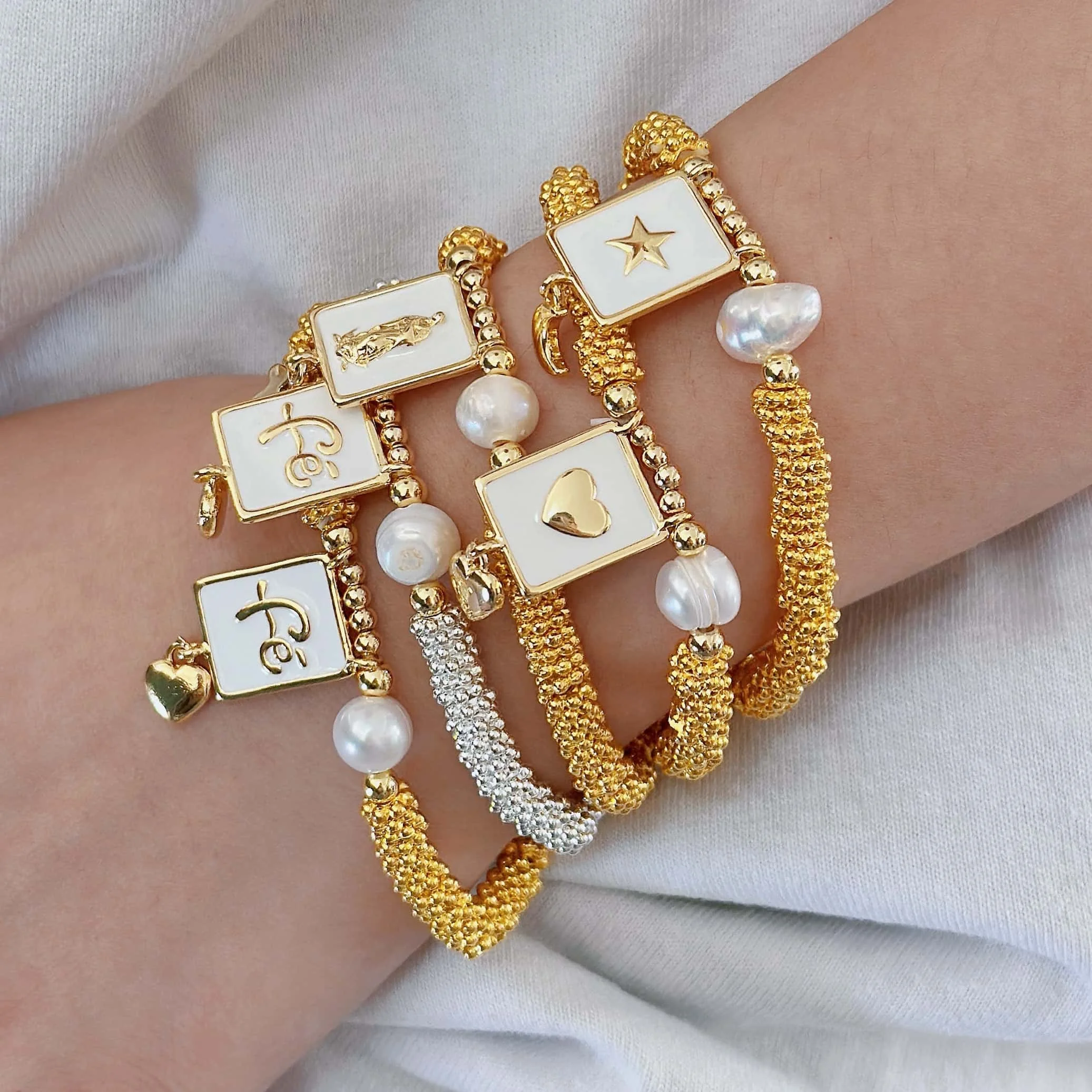 Trendy Heart Gold Bracelet & Necklace Set For Women, 18k Gold