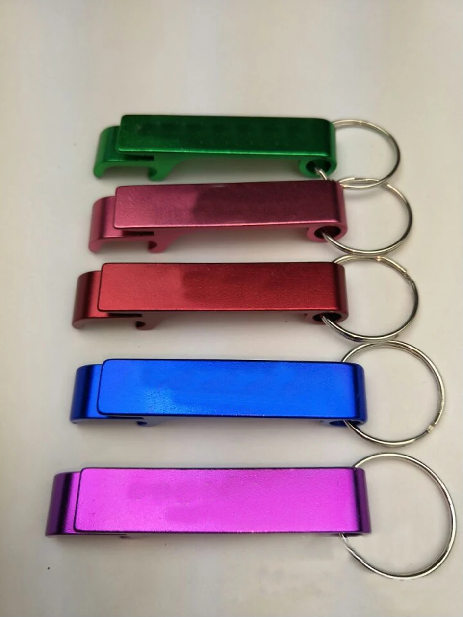 Customized Mini Portable Pocket Metal Bar Tools Bottle Opener Aluminum Key Ring Keychain Beer Bottle Opener