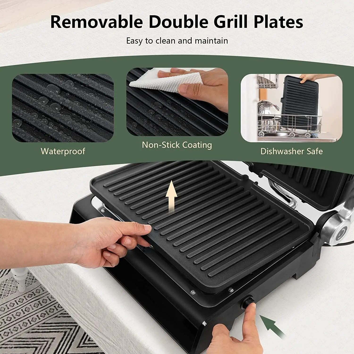 Electric Grill with Digital Control Sandwich Press Panini Maker Sandwich Toaster 3 in 1 Contact Grill Toaster Indoor Grill