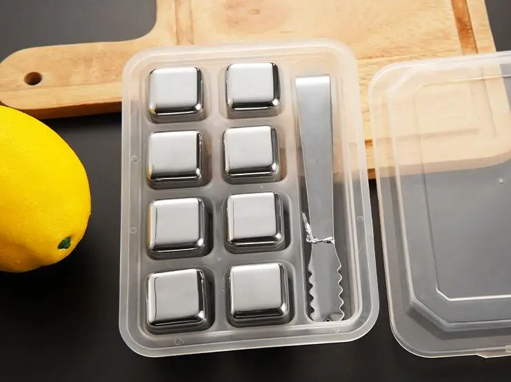 Барные аксессуары многоразовые камни для виски с охлаждением кубики из нержавеющей стали