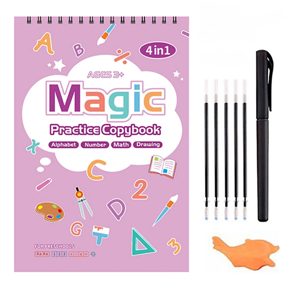 Новые 4 в 1 Алфавит Номер математические рисунок почерк смоченную Магическая практика и выгодно отличается от обычных однотонных вещей для