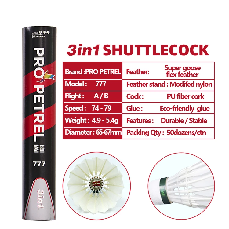 Cost-effective Durable 3in1 Hybrid Type Training Shuttlecock Natural Feather Badminton Shuttlecock Badminton