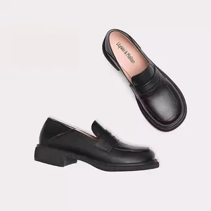 Custom Design Women's Flat Loafers New Arrival High Heel Shoes With Thick Chunky Heel