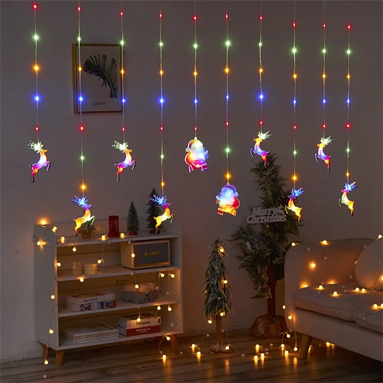 Star Christmas Gloves Curtain Led String Christmas Icicle Garland Fairy Light for Xmas Party Halloween Festival Decor