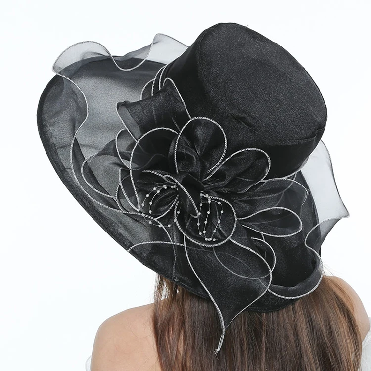 Factory Custom Make Large Samoan Dressy Fascinators Organza Church Hat Colorful Elegant Fancy Women Derby Formal Hat