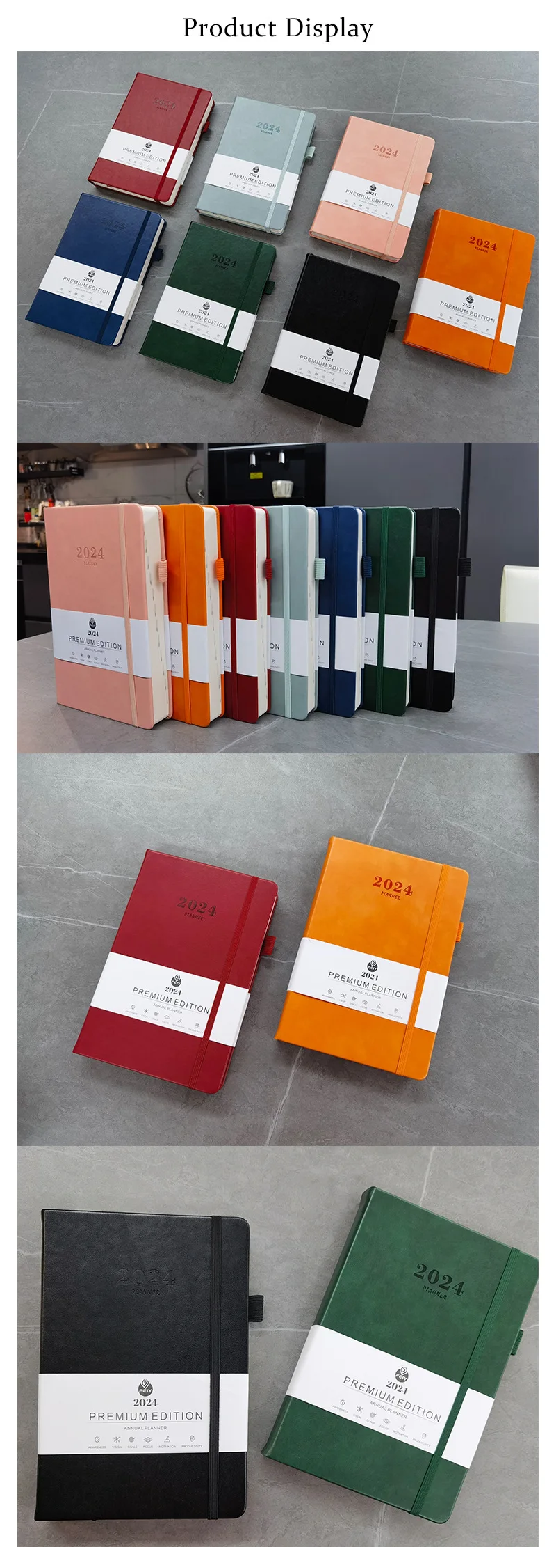 Wholesale 2024 University Blue English Calendar Note Book Gifts 365 Day Diary Office A5 Calendar Notebook Customized Logo manufacture