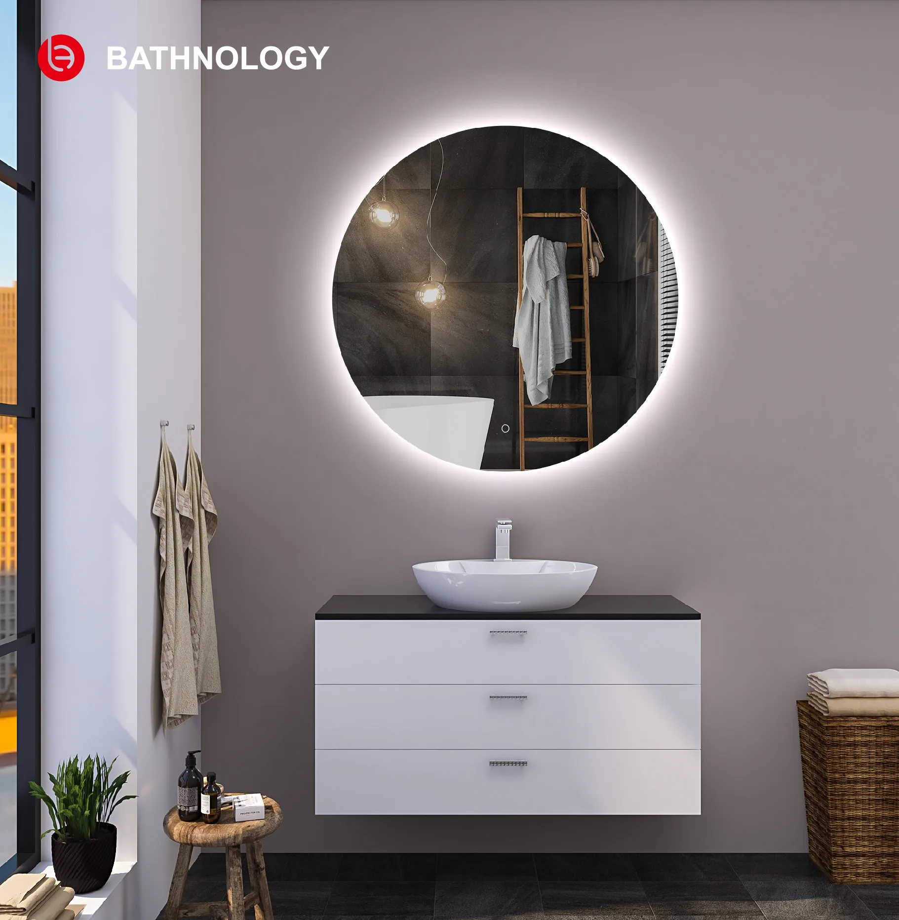 custom size backlit led mirror bathroom