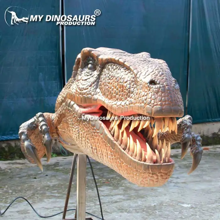 
My-dino, парк развлечений, динозавр, t-rex голова, скульптура 