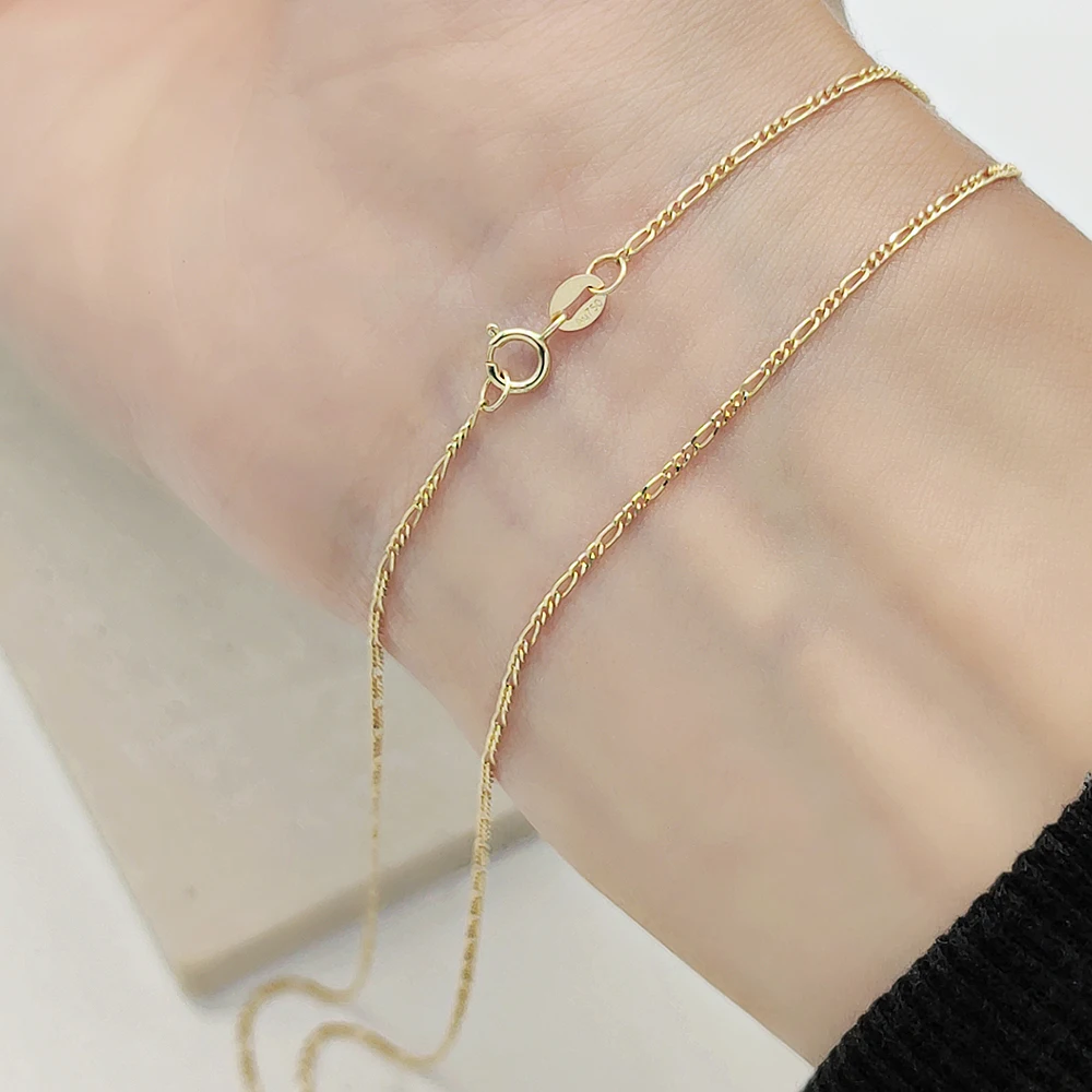 Figaro Pawnable Gold Jewelry 18k Necklace Yellow Gold Original Chains  18inch Cadena De Oro 18k Figaro Chain