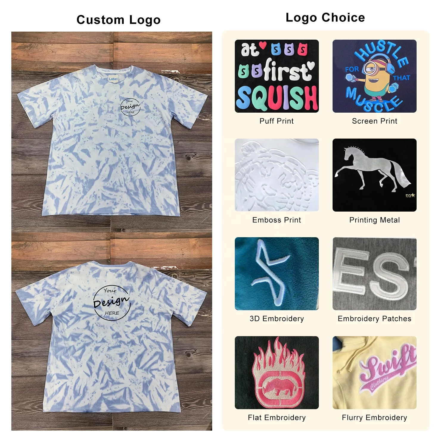 JL1213D Eco Friendly Printing Plus T-shirt Fashion Design OEM Cotton Tie-dyed Embroidery Tie Dye T-shirt Unisex