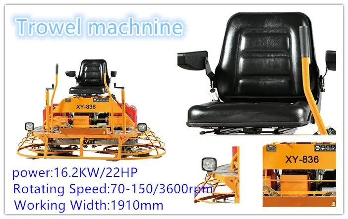 High Quality Gasoline Vibratory Custom Ride On Power Concrete finishing Trowel Machine For Sale