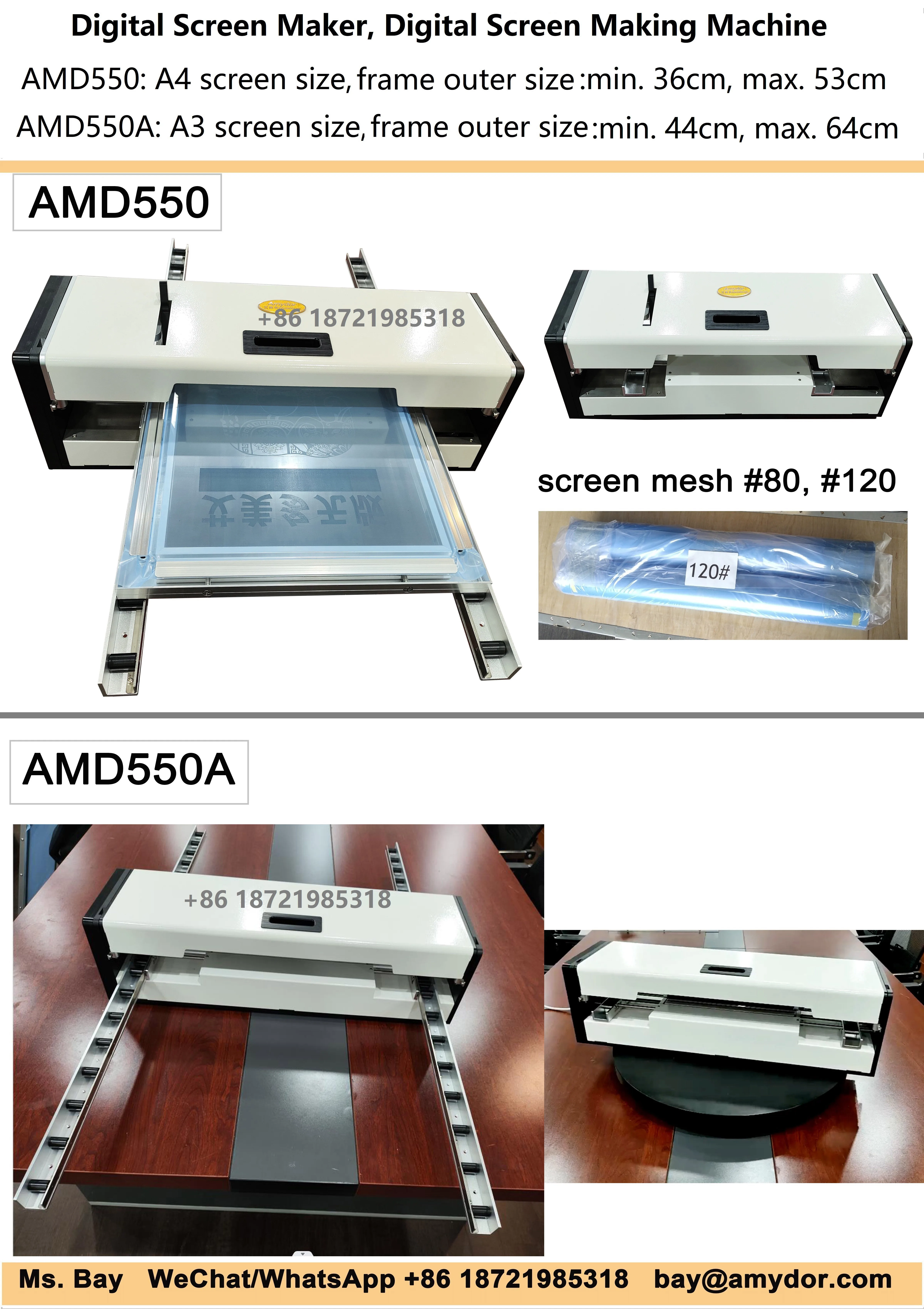 A4 Screen Size Amydor Amd550 Digital Screen Plate Printing Machine