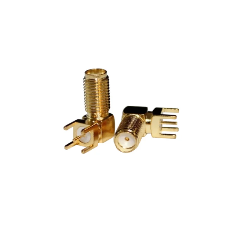 product sma kwe 17mm rf connector sma right angle pcb mount connector copper gold plated sma female connector-1