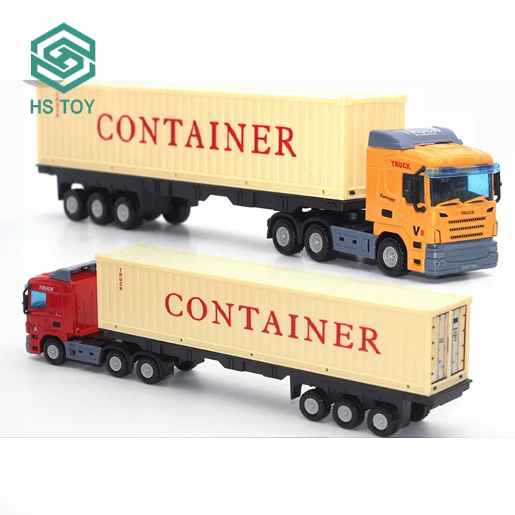 HS Diecast Model Semi Tow Flatbed Oil Tank Tanker Towing Transport Car Container Long Slide Trailer Truck With 1 48 Scale